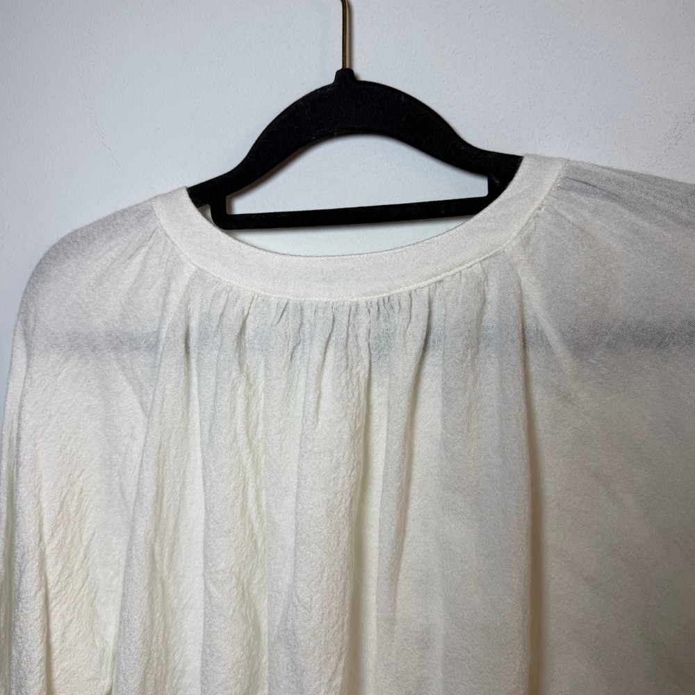 Jenni Kayne Willow Blouse Small Ivory White Wool Blend Gauze Minimal Lagenlook - Picture 12 of 12